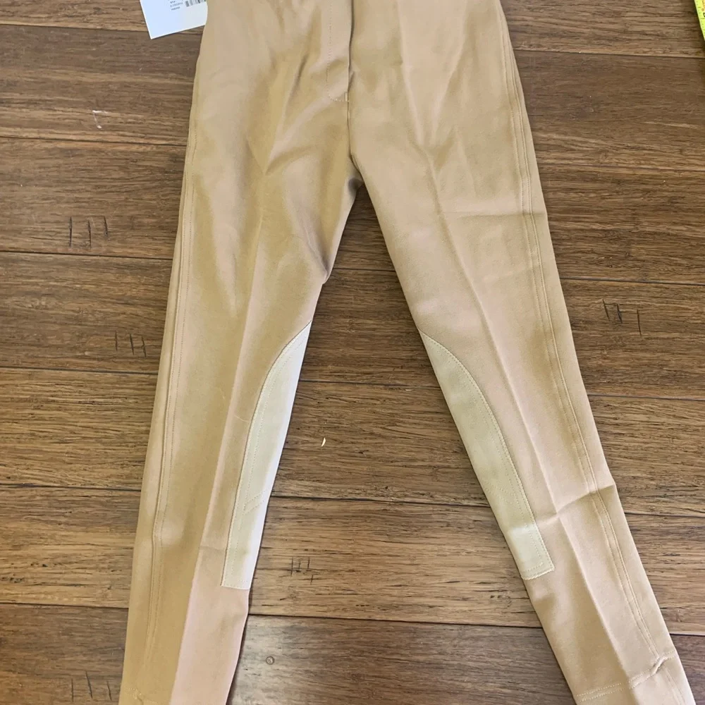 Equistar Tan Riding Breeches Size 16 NWT Knee Patch English Riding Pants - Picture 3 of 11